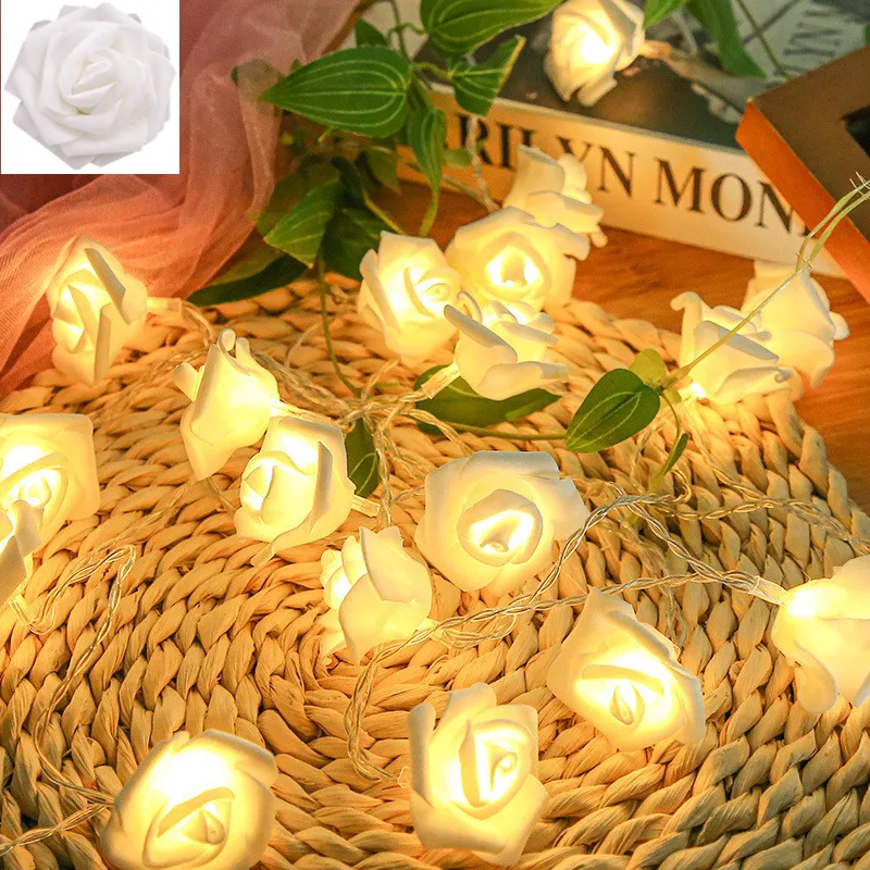 thumbnail image 1 of Artificial Rose Led Flower Lights USB/Battery Powered Fairy String Lights Garland Christmas Tree Decoration Wedding Party Decor, 1 of 5