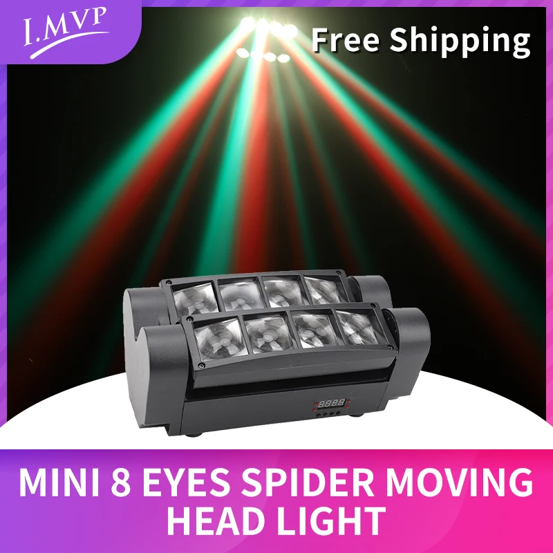 

I.MVP Mini LED Beam Spider 8x6W RGBW Moving Head Lighting For Party Wedding Nightclubs Stage Dj Disco