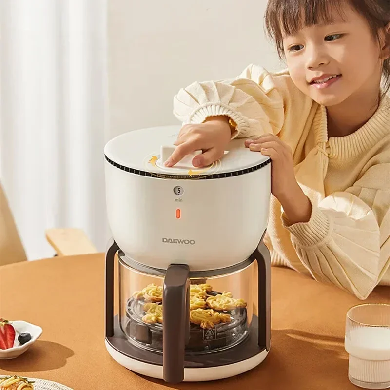 DAEWOO Air Fryer 2L Oil Free Low Fat Kitchen Airfryer Health Cooking Non-stick Glass Potato Chip Machine Electric Airfryers 220V 4