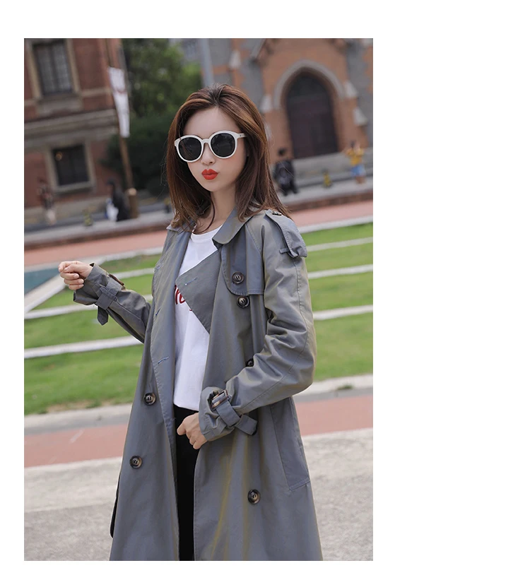 long green puffer coat British Style Victorian Trench Coat Waterproof Chameleon Cotton Long Femme Double-Breasted Lady Duster Coat Blue Pink down coats & jackets