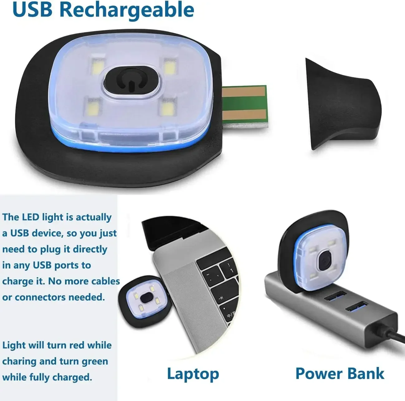 USB قابلة للشحن LED قبعة صغيرة محبوكة قبعة مع 4 المصابيح الأمامية ليلة الصيد التخييم المشي لمسافات طويلة في الهواء الطلق الشتاء قبعة مضاءة دافئة