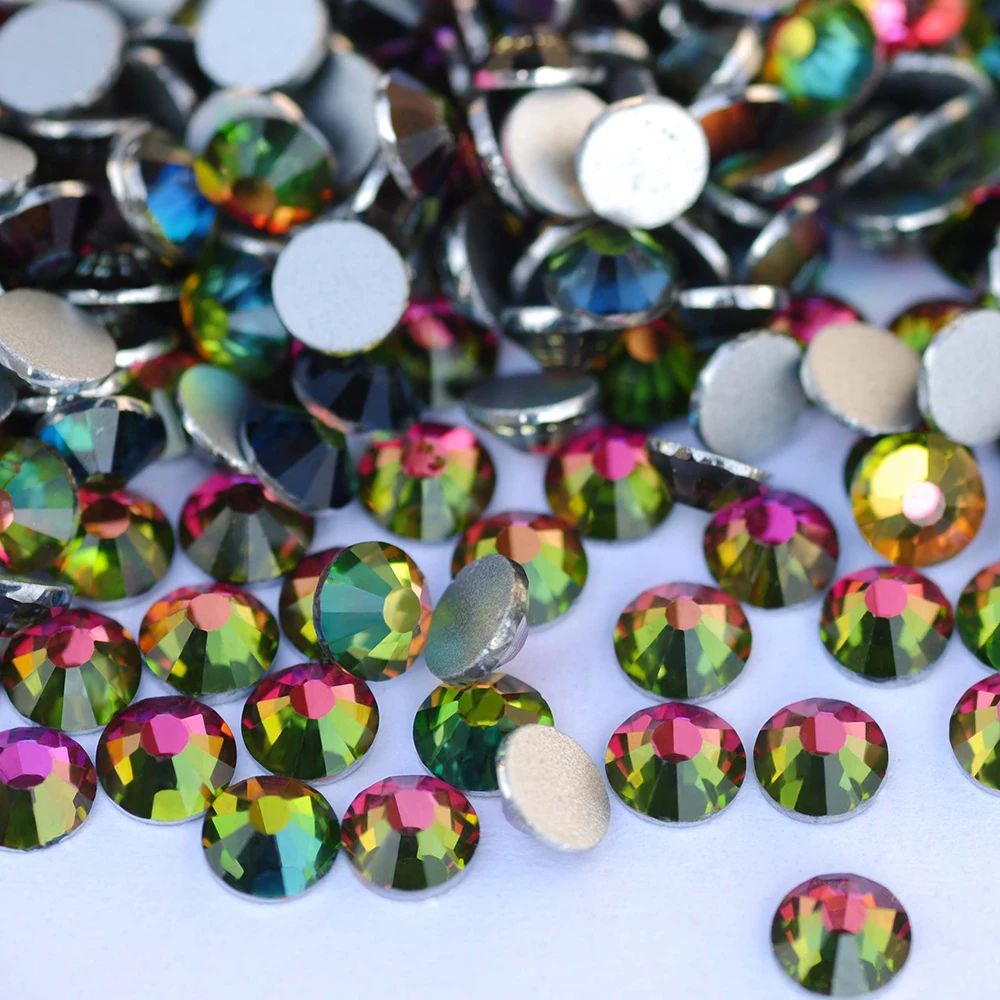 PUBRILEX Glas-Strassstein mit flacher Rückseite, Vitrail, mittlerer Regenbogen-Kristall, kalte Fixierung, kein Hotfix, Strass-Strasssteine für Kleidungsstücke, Nagelkunst – Detail 4