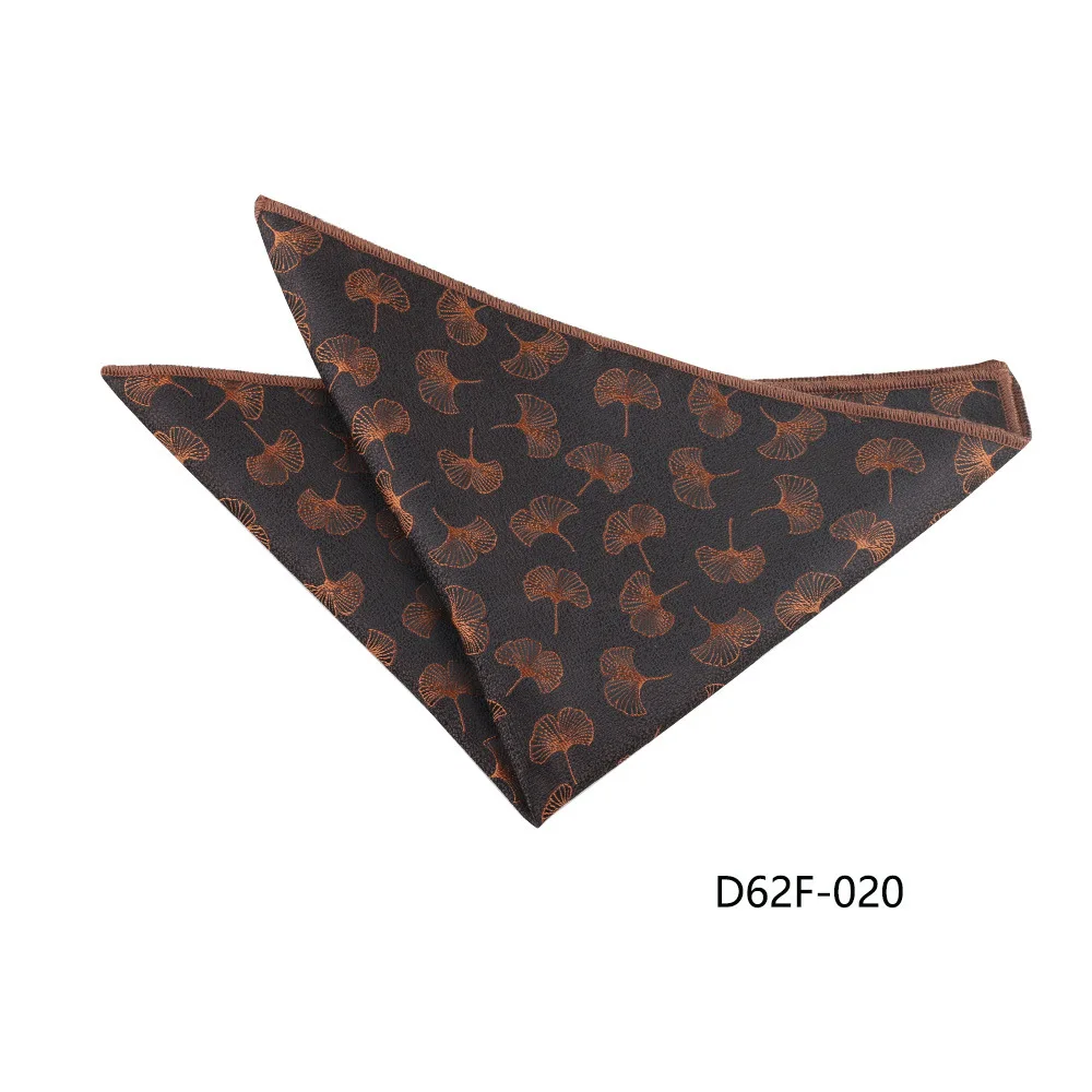24cm Korean Style Leaf Floral Handkerchief For Men Suits Brown Red Pocket Square Polyester Woven Hanky Small Towel Tuxedo Cravat