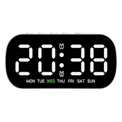 USB - Powered LED Digital Alarm Clock with Adjustable Brightness and Dual Alarms (White)