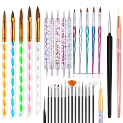15Pcs/Set Nail Brush For Manicure Gel Brush For Nail Art Nail Brush Acrylic Gel Brush Liquid Powder Carving Makeup Set