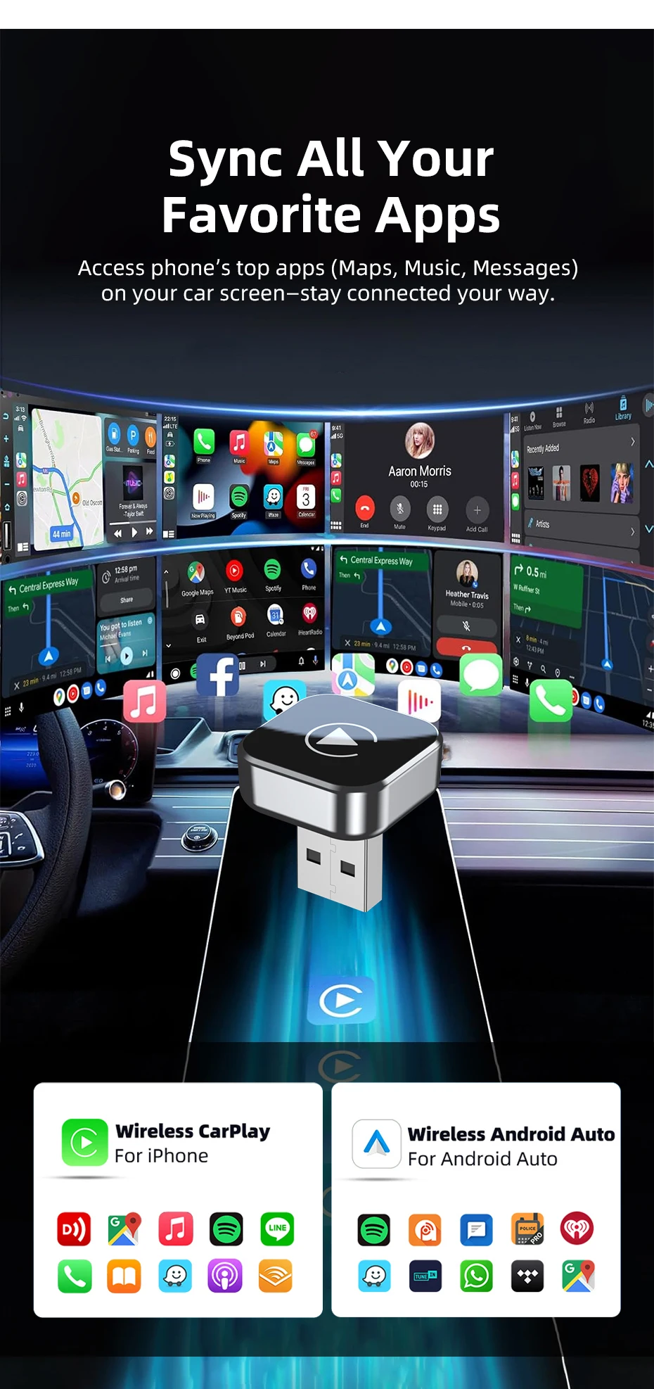 Wireless Carplay And Android Auto Adapter Usb And Usb C Port_voghion.com