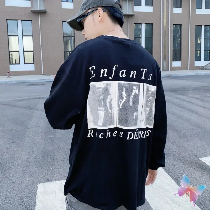 Stock Enfants Riches Deprimes Long Sleeve T-shirt Vintage Loose Men Women Streetwear Oversized Black ERD T Shirt