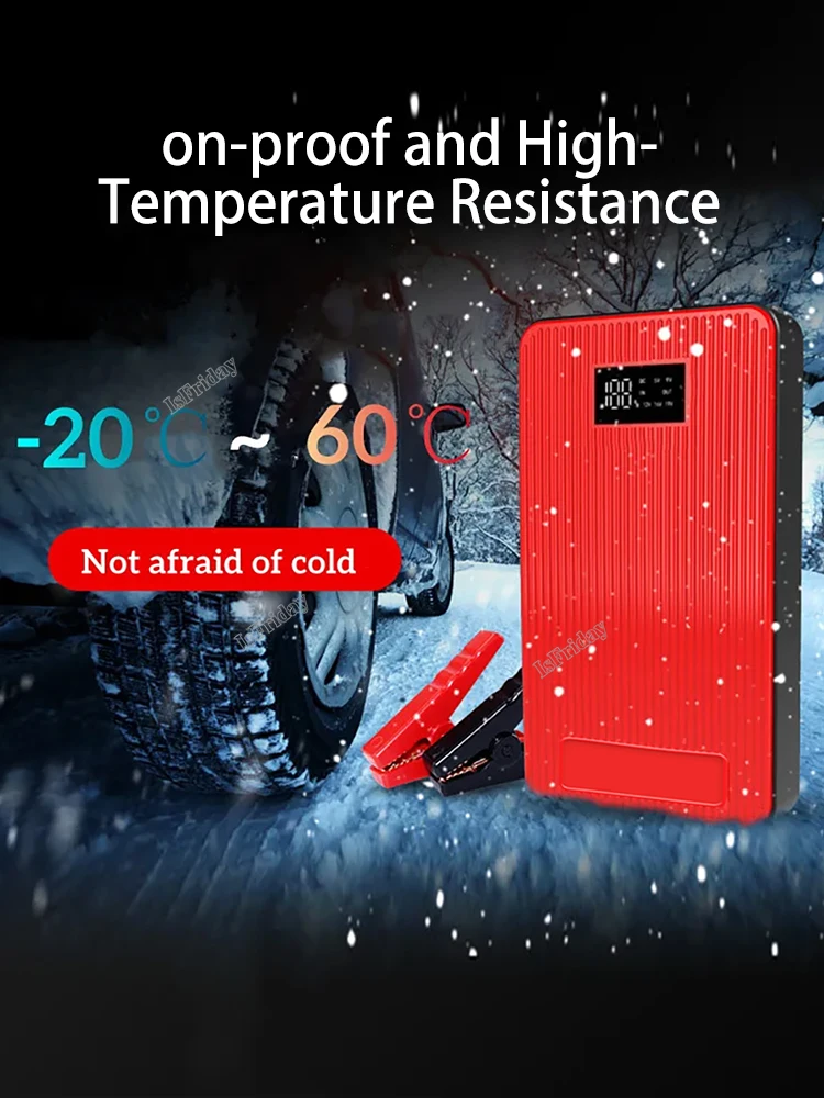 22000mAh Battery Car Jump Starter Portable Power Bank Multifunctional Emergency Lights LED Screen Display