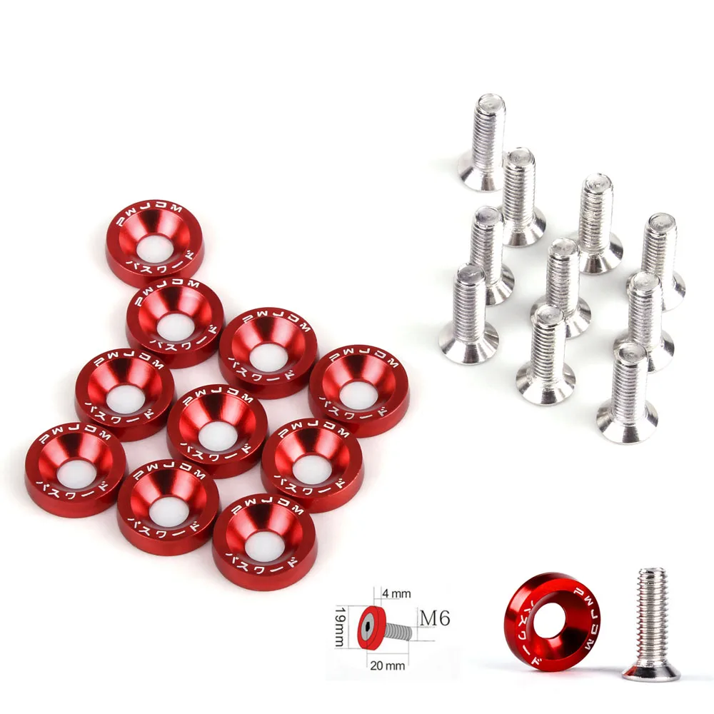 Auto Fasteners 10pcs Car Modified Hex Fender Washer Bumper Engine Concave Screws Aluminum JDM for Honda