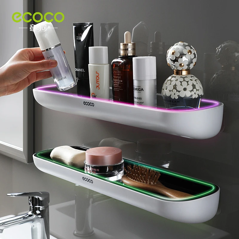 

ECOCO Wall Mounted Bathroom Storage Shelves Towel Rack Shower Shelf Toilet Organizer Bathroom Furniture Accessories