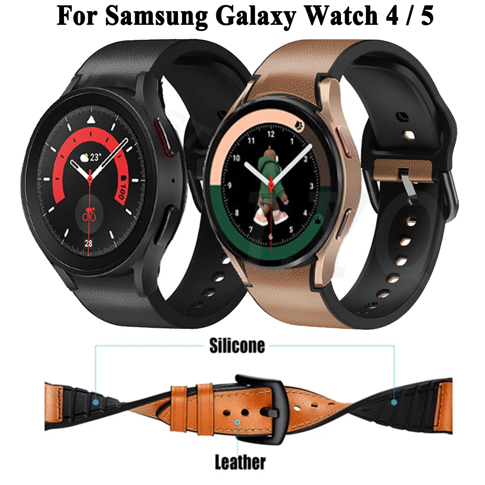 

Ремешок кожаный силиконовый для Samsung Galaxy Watch 5/4 44 мм 40 мм Galaxy4 classic 46 мм 42, браслет для наручных часов Galaxy Watch 5 Pro 45 мм