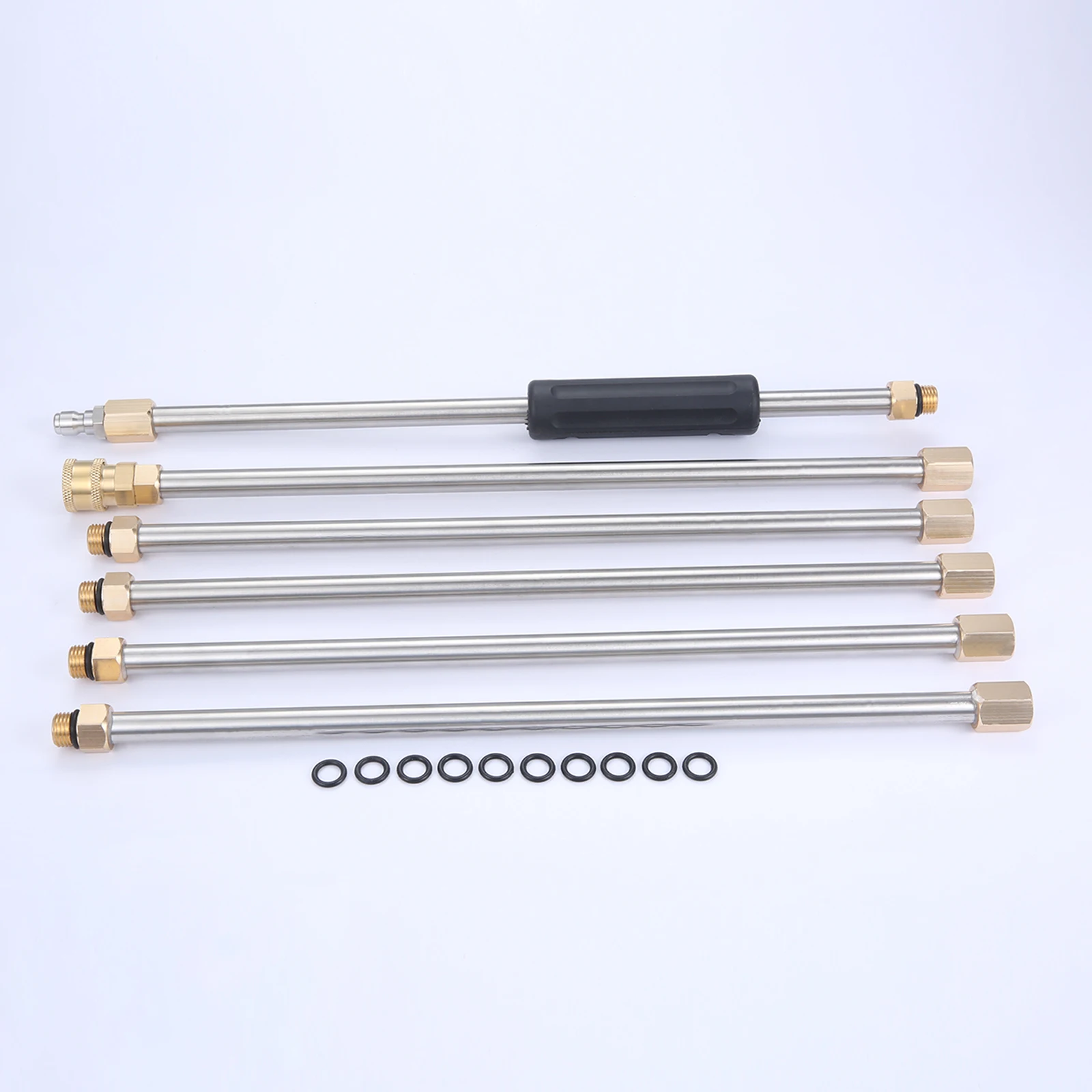 

6pcs/1kit Universal Pressure Washer Extension Wand 90Inch Stainless Steel with O-Rings 1/4" Quick Connect 4000PSI Replace Lance