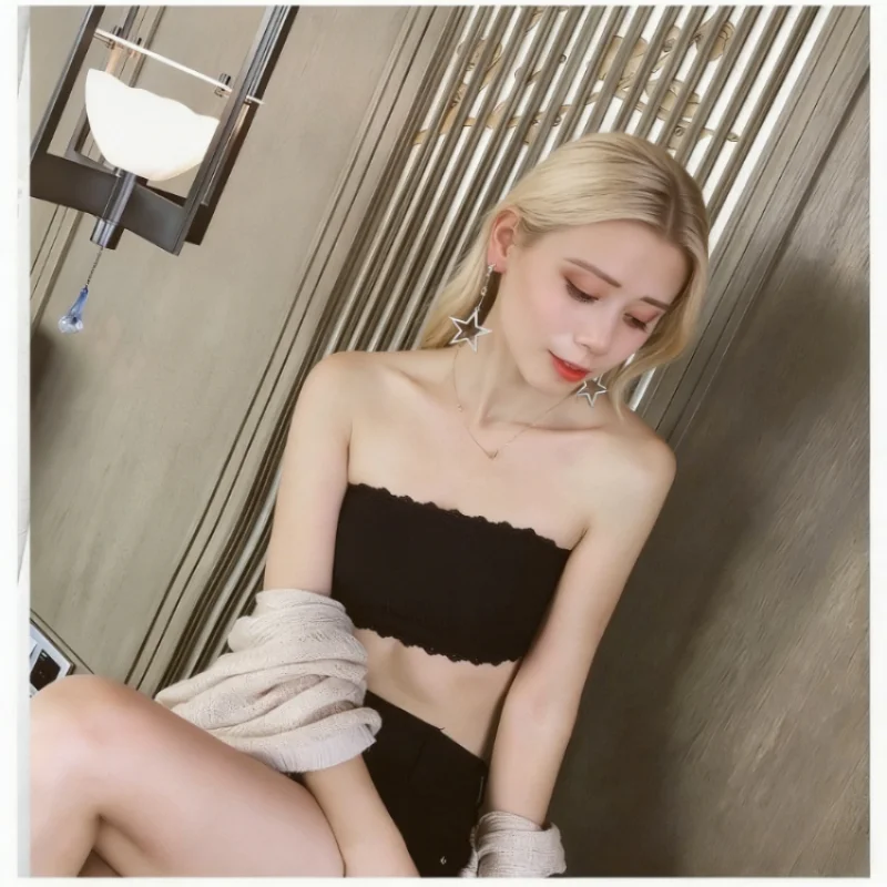 Summer Strapless Women Bras Back Lace Sexy Chest Tops Seamless Breathable Underwear Brassiere Solid Invisible Wraps Bra Push Up 6