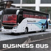 1/32 Alloy Single-layer Bus Car Model Toys Diecast Simulation Metal Business Bus Vehicle Sound Light Pull Back Children Gift Toy 1
