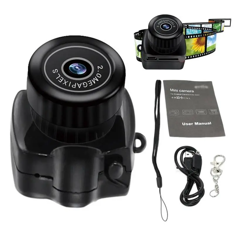 충전식 HD 카메라 DV, DVR 미니 Y2000, 인터넷 채팅 스포츠 캠코더, 640P480P, 걸이식 스트랩 포함, 초급 친구