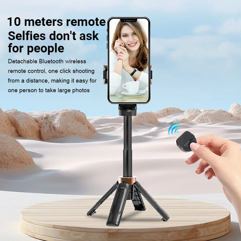 Handheld Selfie Stick Quadripod Stand Mini Portable Foldable Phone Holder with BT Remote for iPhone Smartphone
