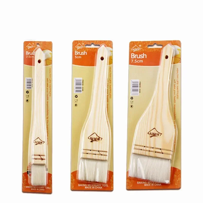 Household Mooncake Pastry Brush Wooden Handle Wool Barbecue Brush Oil Baking Accessories Kitchen Cooking Tools