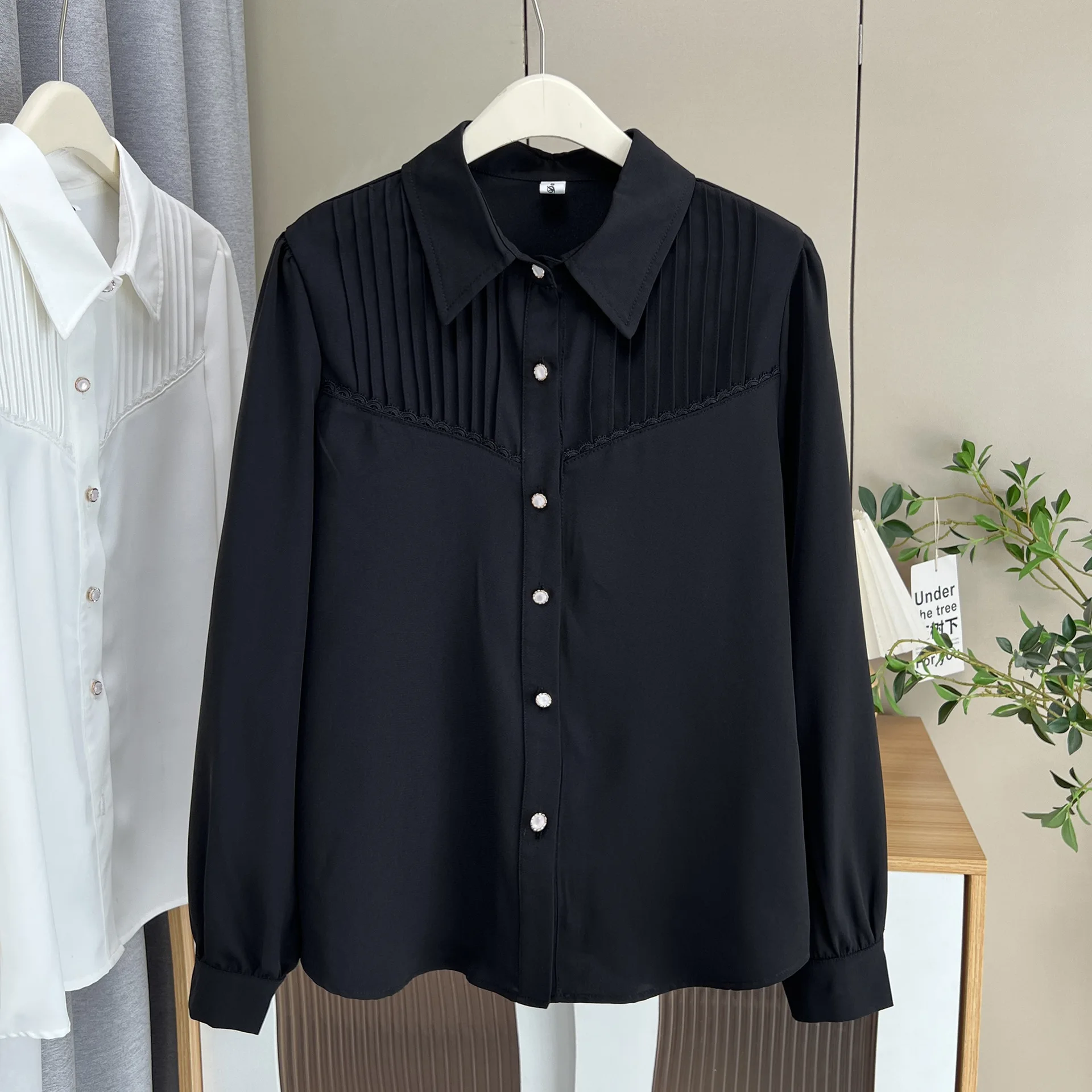 Plus Size Women's Blouses 2025 Autumn New Style Fashionable And Stylish Patchwork Fold Long Sleeved non-ironing Business Shirts