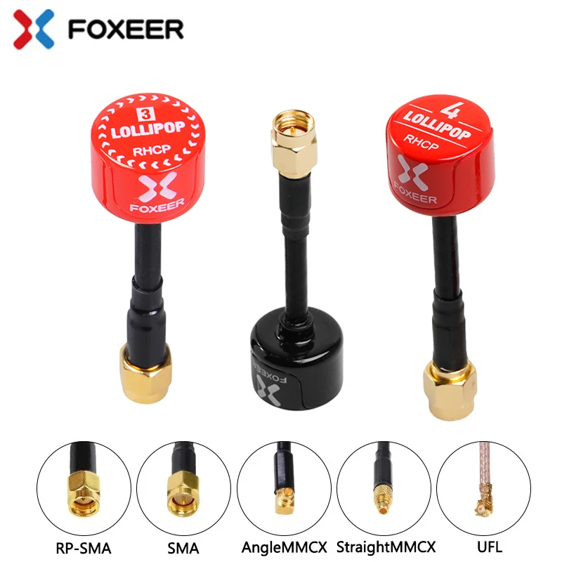 Antenne FPV Foxeer Lollipop 4 V4 - 5.8G, Gain élevé 2.6dBi, Compatible LHCP/RHCP, Neuve