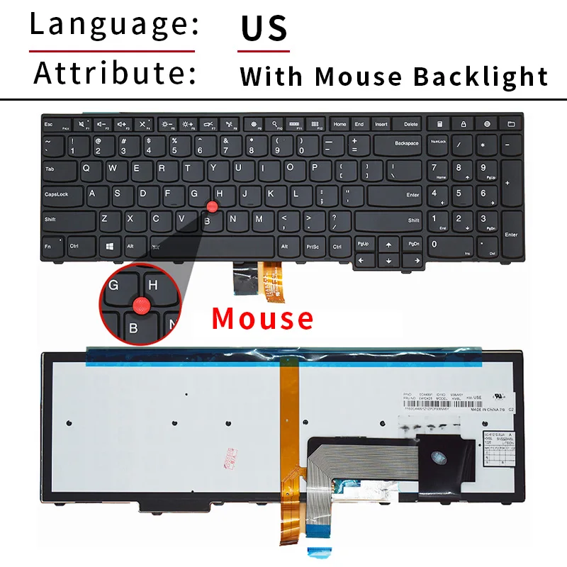 Hinter leuchtete englische tastatur für lenovo ibm thinkpad e531 l540 w540 w550 w541 t540 t540p e540 p50s t560 l560 t550 us 04 y2426