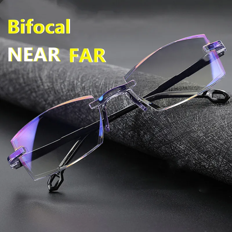 5 Pcs Frameless Cutting Multi-focus Bifocal Reading Glasses Unisex Far And Near Dual-use Anti-blue light Hyperopia