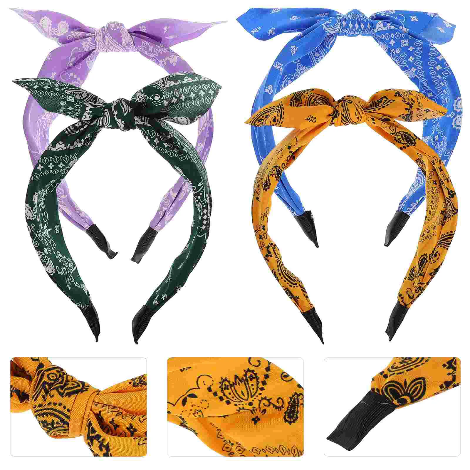 

4 Pcs Bunny Ear Headband Aesthetic Hair Accessories Knot Cosplay Party Headgear Decorative Fabric