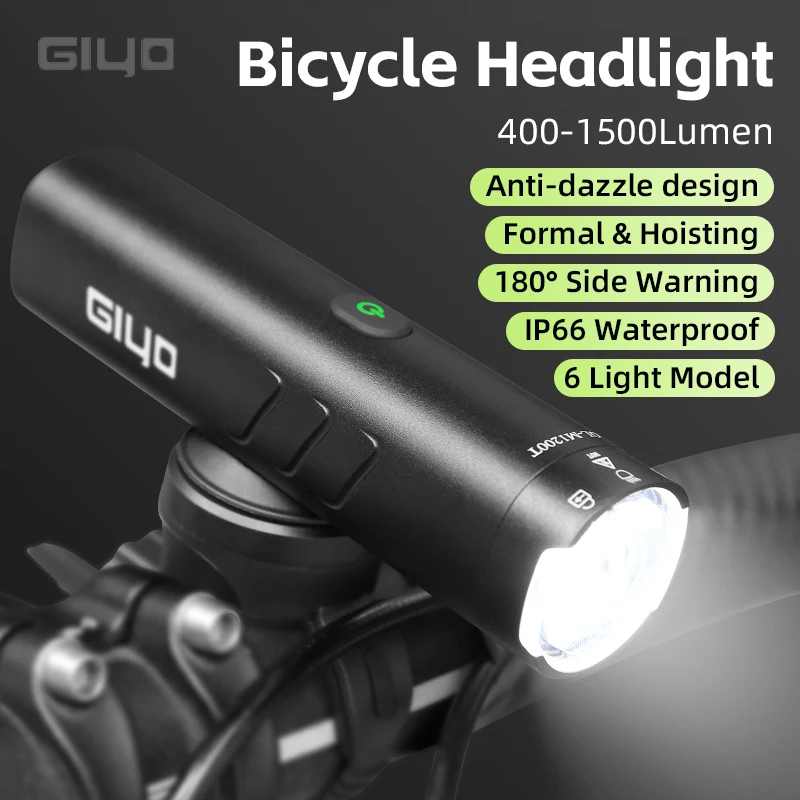 GIYO-luz delantera de bicicleta recargable, linterna LED de alta potencia  para ciclismo de montaña y carretera