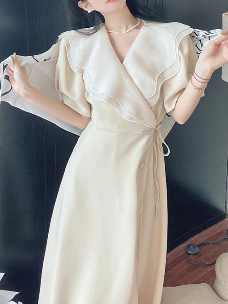 

Women Summer Elegant Casual Midi Dress Short Sleeve Vintage Fashion Party Vestidos Femme Prom Wedding Clothes New Robe