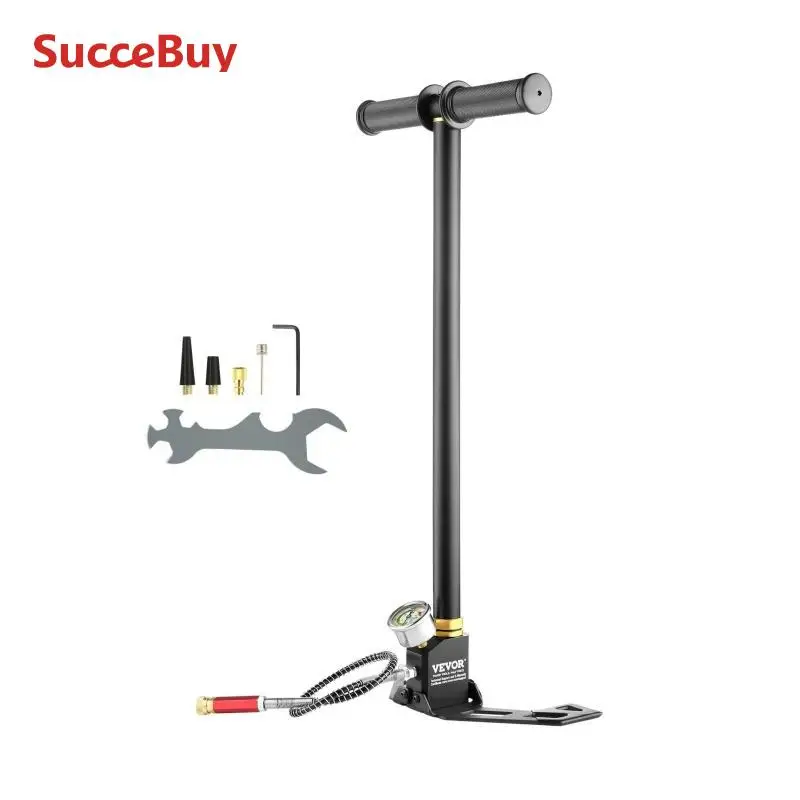 3 Stage PCP Pump 30MPa 4500PSI W/ Pressure Gauge Air Hand Stirrup Pump for Pistols Rifles Air Guns Car Bicycle Hunting air pump inflatable pump