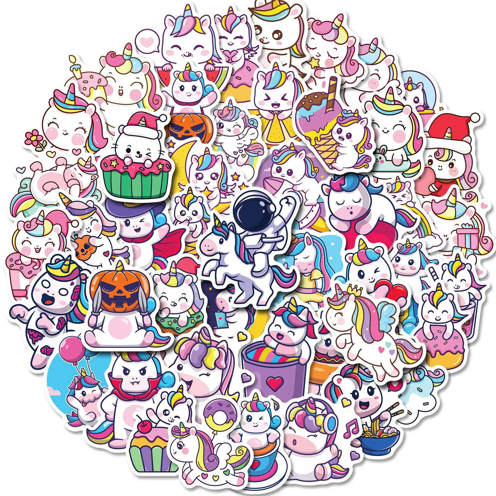 

10/50Pcs Cute Unicorn Series Graffiti Sticker Desktop Wall Bedroom Decorative Sticker
