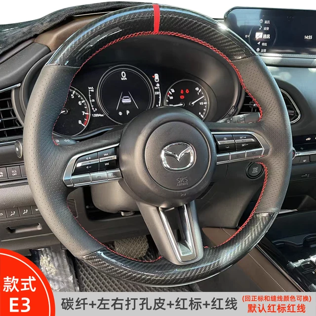 Couverture de volant de voiture en cuir véritable en fibre de carbone  personnalisée pour Mazda 3 Axela 2019 2020 CX-30 2020 MX-30 2020  accessoires Auto - AliExpress