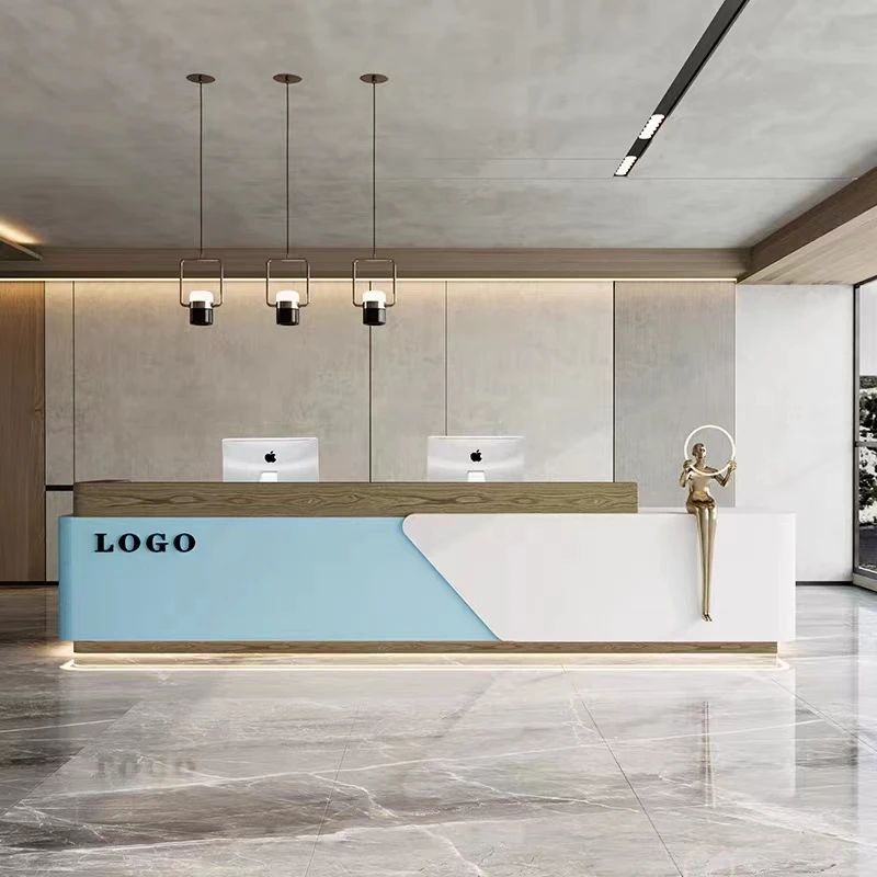 White Store Reception Desk Counter Check Out Barbershop Conference Reception Desk Supermarket Comptoir Caisse Luxury Furniture