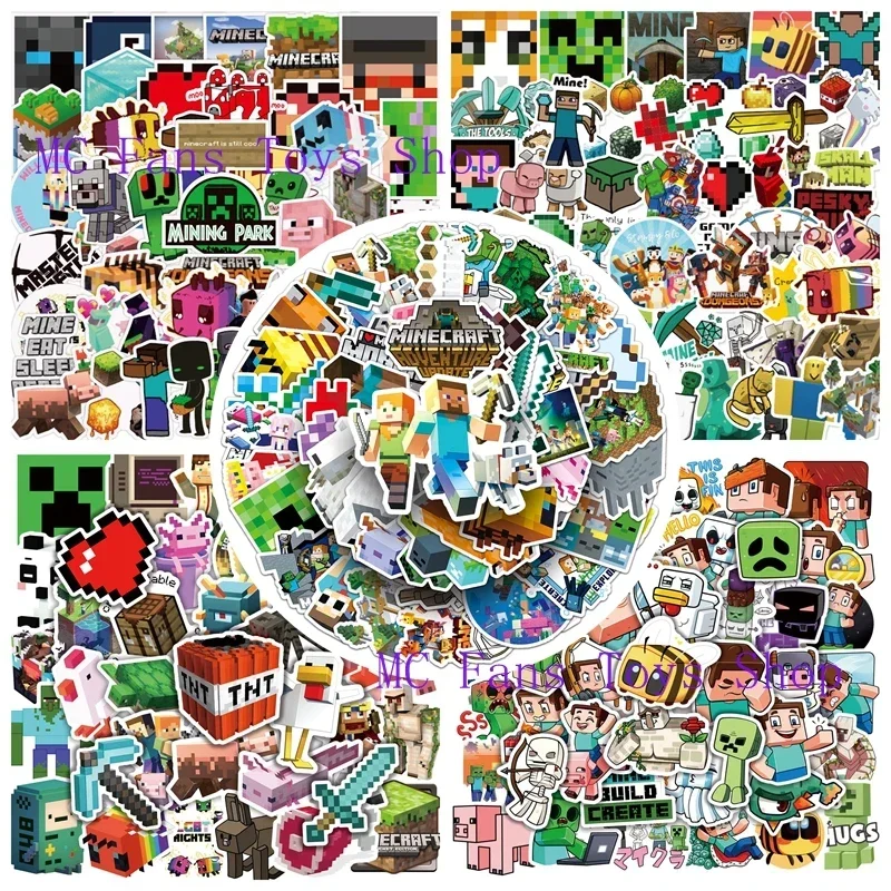 50pcs Minecrafte autocollants Creeper épée Steve Miner Enderman téléphone portable valise dessin animé étanche tasse d'eau décoration