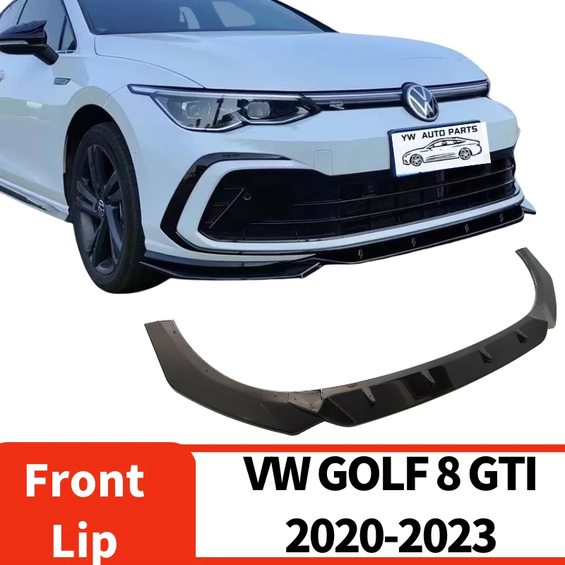 

For VW Golf 8 GTI R-line Front Bumper Lip 3 pcs Black Splitter Bodykit Spoiler 2020-2023 Volkswagen