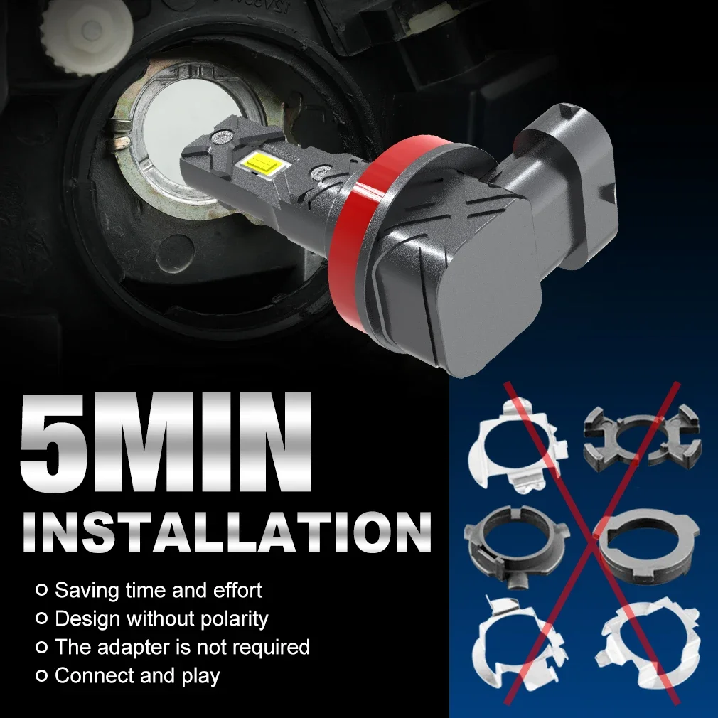 2개입 H11 LED 20000LM 캔버스 h11 led 자동차 전조등 전구 캔버스 초고휘도 주행등 6500K 12V 100W