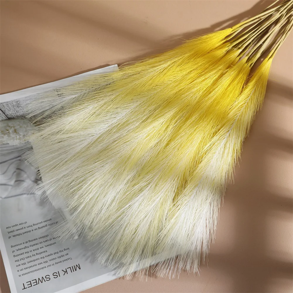 Vibrant Boho Faux Pampas Grass - Set of 10 Elegant Stems for Home and Wedding Decor