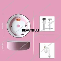 อ่างล้างหน้าแบบตั้งพื้นทรงกลมเซรามิก อ่างล้างหน้าสำหรับห้องน้ำ อ่างล้างหน้าสำหรับเด็ก 6