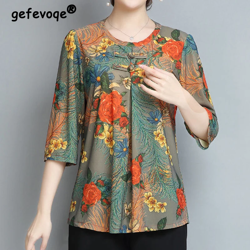 

Summer Loose Mother's Oversize 6XL T-shirt Women's 2022 Korean Middle-aged Fashion Printing Simple Pullover Tops Female Clothes