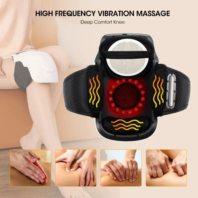 Electric Vibration Heated Knee Massager Infrared Heating Air Pressure Physiotherapy Instrument W/ Pads for Joint Arthritis Pain