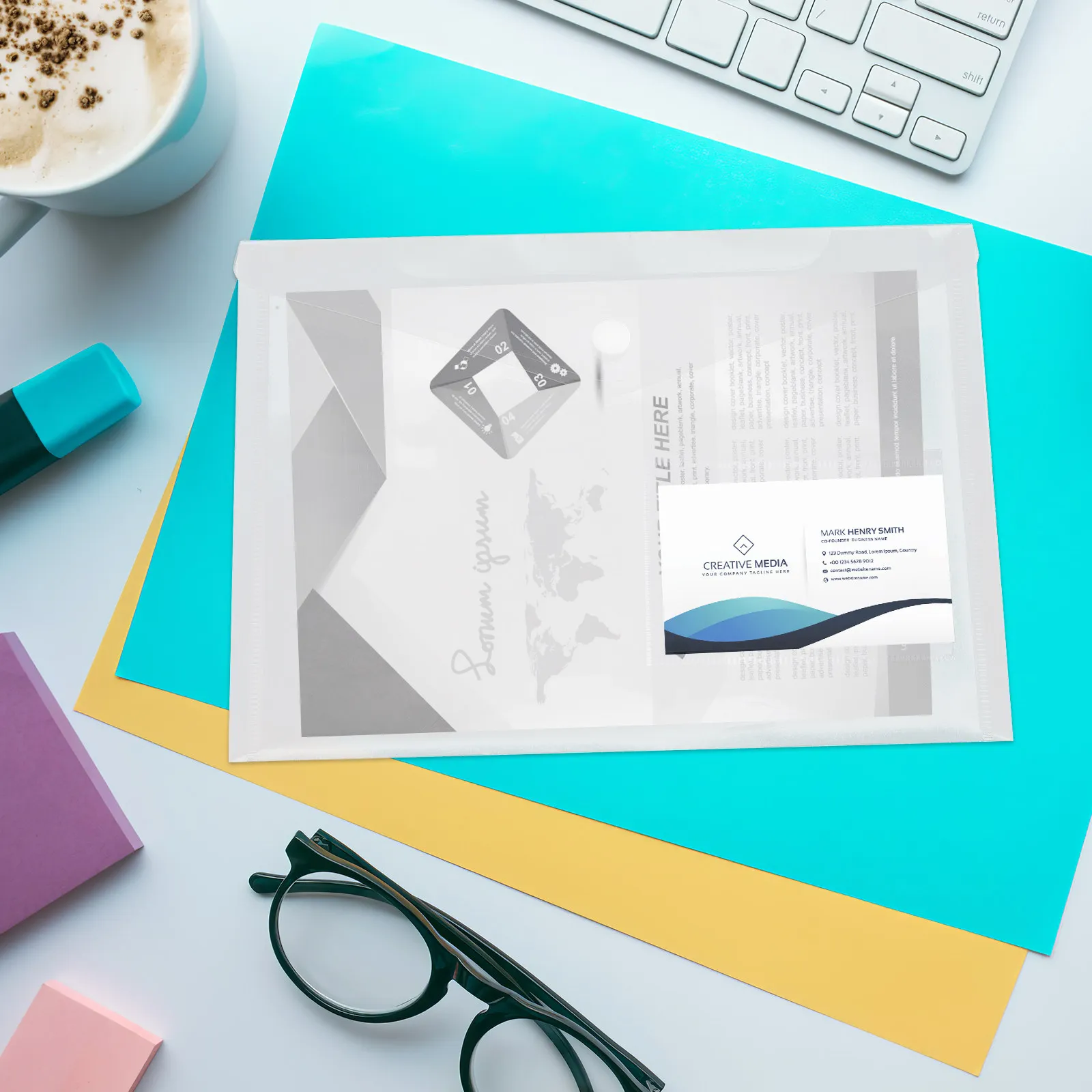 20Pcs 파일 주최자 투명 스냅 버튼 문서 폴더 대용량 휴대용 문서 보관 주최자 사무실 파일 가방