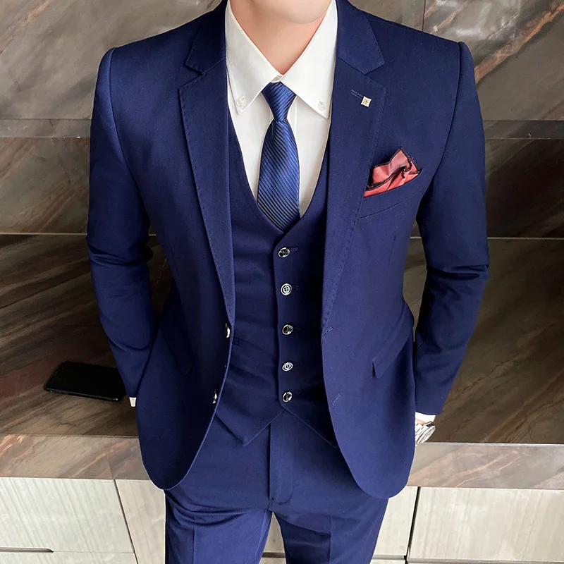 

5XL( Jackets + Vest + Pants ) Men's High Quality Business Blazers Best Wedding Groom's Wedding Dress 3 Piece Suit Man Tuxedo