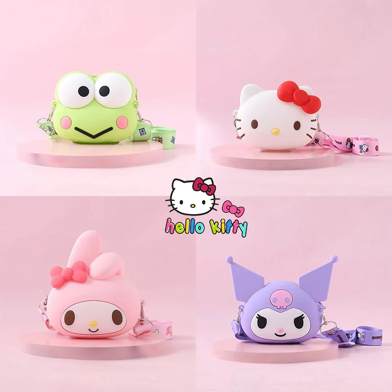 

Kawaii Sanrio Hello Kitty Silicone Crossbody Bag Cinnamoroll Kuromi Melody Cartoon Handbag Children'S Birthday Gift Shoulder Bag