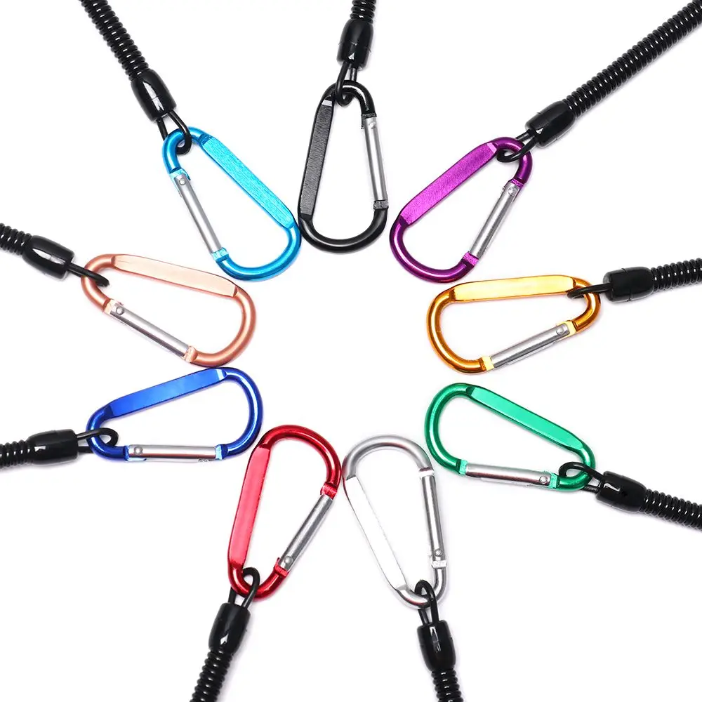 Camping Security Gear Spring Elastic Rope Portable Fishing Lanyards Anti-lost Phone Keychain Carabiner 1PC fishing rope,fishing lanyards
