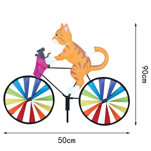3D Állati Macska Kutya Kerékpár Diy Szélmalom Gyep Díszek Szél Fonó Forgókert Kerti Dekoráció Gyerekek Kültéri Játékok - Image 6