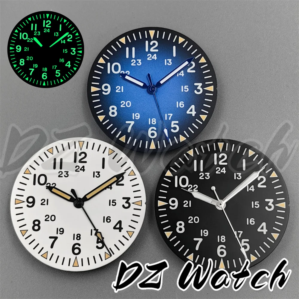 Enhanced Luminous Watch Dial - 29mm Black, White, and Blue
