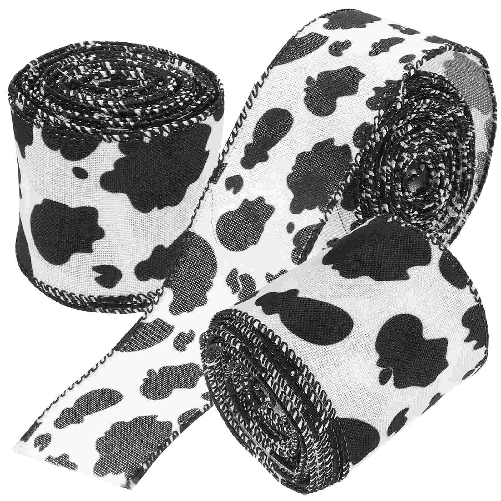 

3 Rolls Wedding Favours Cow Ribbon Printing Ribbons for Crafts DIY Making Decoration Polyester