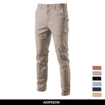 AIOPESON pantaloni Casual da uomo in cotone tinta unita pantaloni da uomo Slim Fit nuova primavera autunno pantaloni da lavoro classici di alta qualità da uomo 1