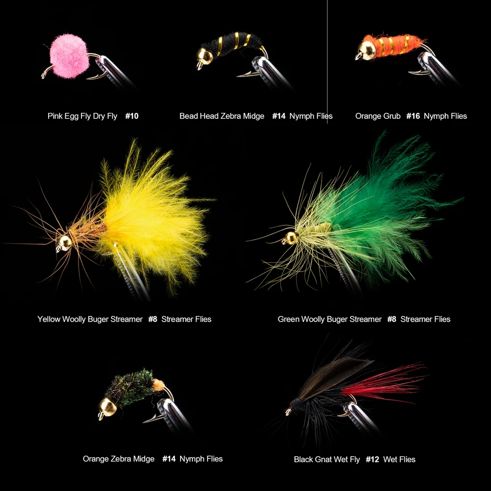 Goture 100pcs Fly Fishing Lures Set Wet Dry Streamer Nymph Flies Artificial  Bait for Trout Bass Fly Pesca Isca with Box