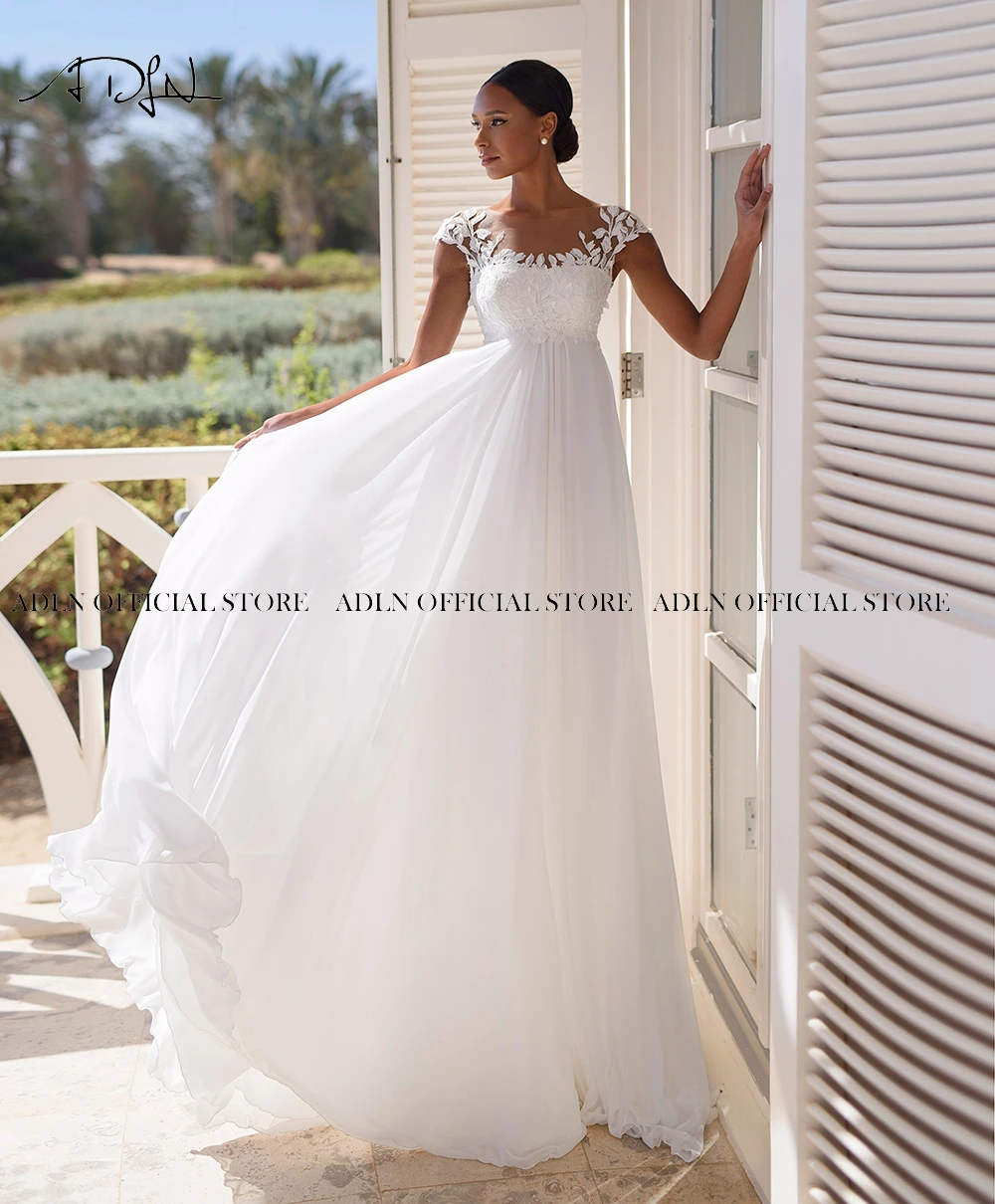 Simple Empire Wedding Dresses for Pregnant Women Customized Cap Sleeves Boho Bridal Gown Maternity Bride Dress Robe de Mariee 4