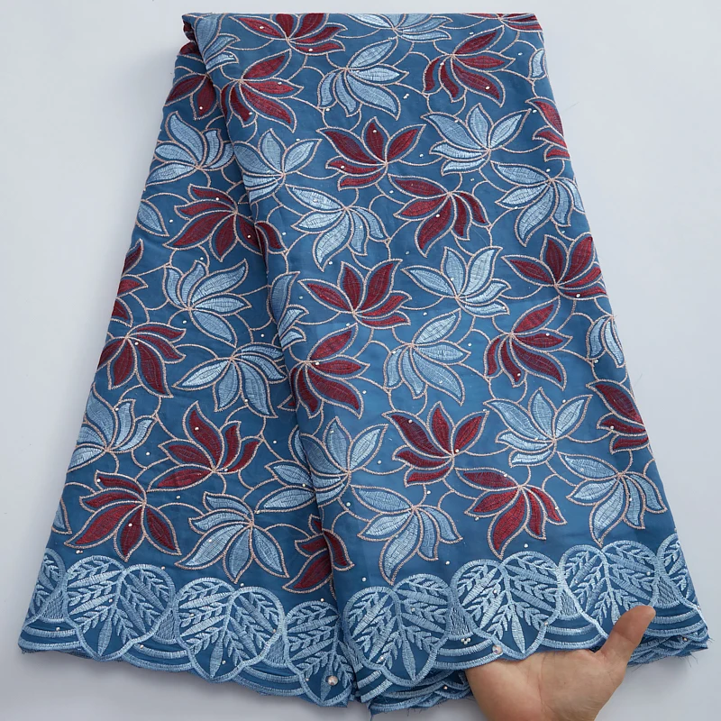 

African Cotton Lace Fabric High Quality Swiss Voile Lace For Party Dress Nigerian Lace Fabrics Dry Lace With Stones Y2867